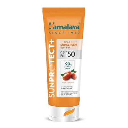 Himalaya Sun Protect+ Ultra Light Sunscreen Light Tint Jojoba &Amp; Vitamin E Spf50 Pa++++ 50G