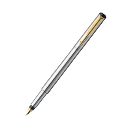 PARKER VECTOR STAINLESS STEEL GOLD TRIM FOUNTAIN PEN 1N