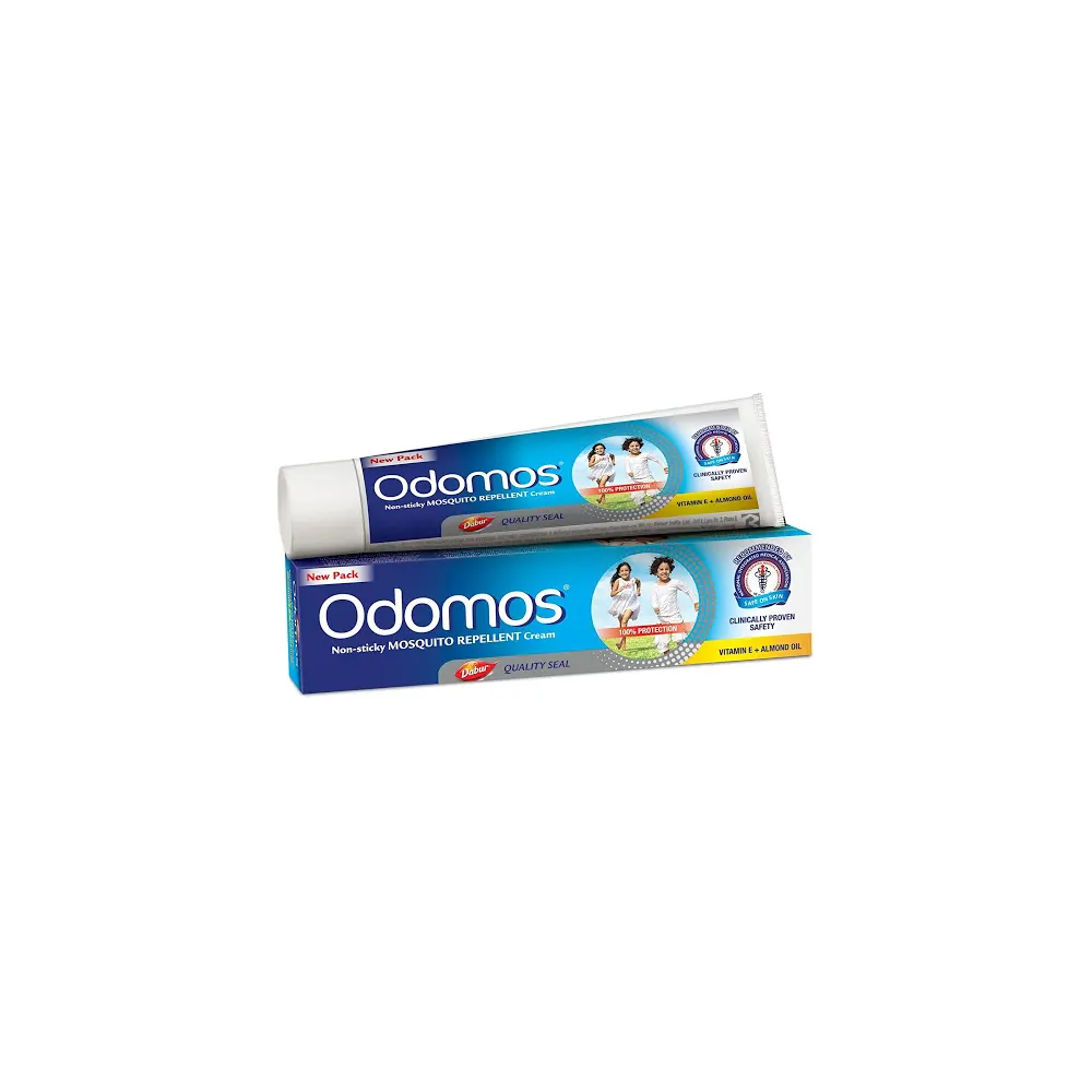 Odomos Non-Sticky Mosqito Repellent Cream Vitamin E & Almond Oil 23G