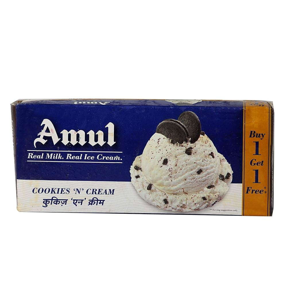 Amul Real Milk Real Ice Cream Cookies N Cream Buy 1 Get 1 750 Ml