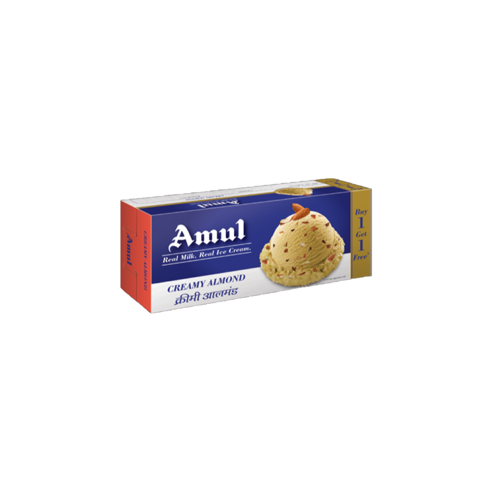 Amul Ice Cream Brick Creamy Almond Buy 1 Get 1 750Ml
