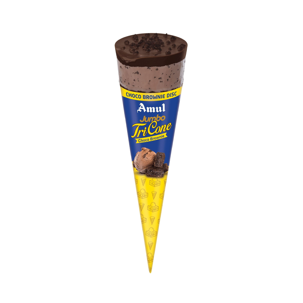 Amul Real Milk Ice Cream Tri Cone Choco Browine 150Ml