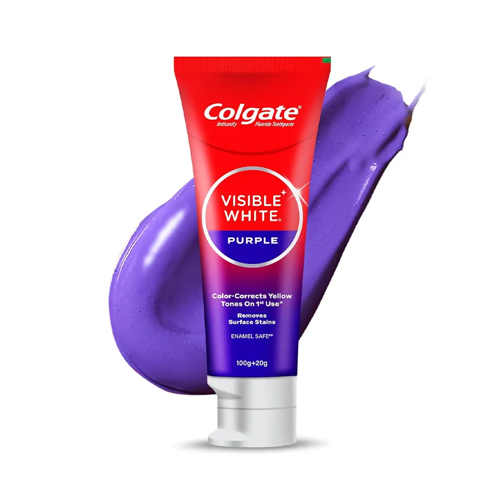 Colgate Visible White Purple Color Corrects Yellow Tones On 1St Use^ Toothpaste 100G+20G=120G