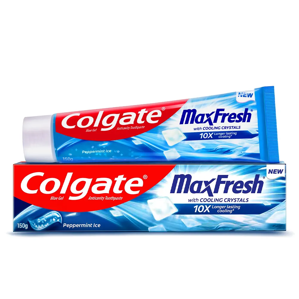 Colgate Max Fresh Blue Gel Anticavity Toothpaste With Cooling Crystals Peppermint Ice 2N X 81G + Free 38G