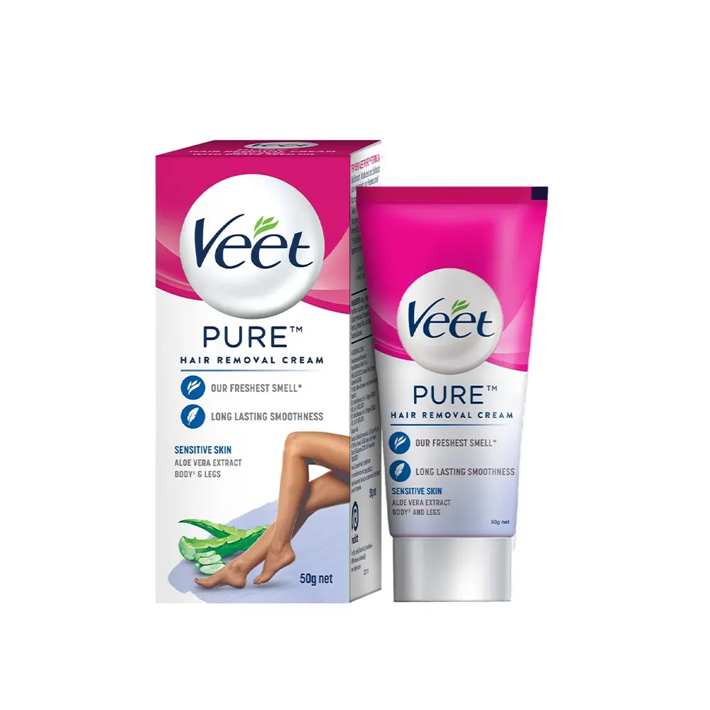 Veet Pure Hair Removal Cream Organic Aloe Vera  Sensitive Skin 50G