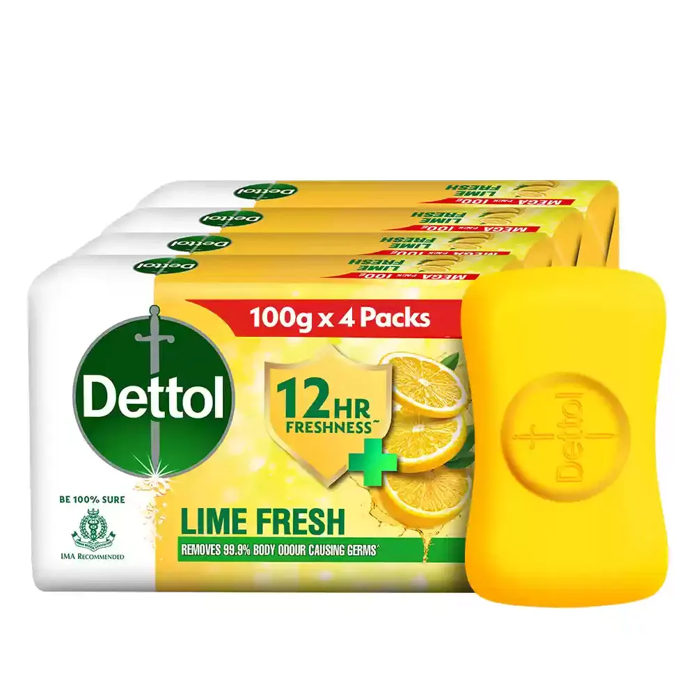 Dettol Lime Fresh 12Hr Freshness Bathing Bar Soap 4X100G