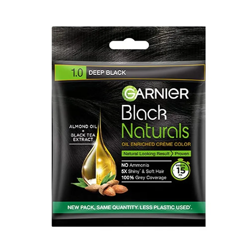 Garnier Black Naturals Almond Oil + Black Tea Extract Deeo Black 1.0 20 Ml + 20Gm
