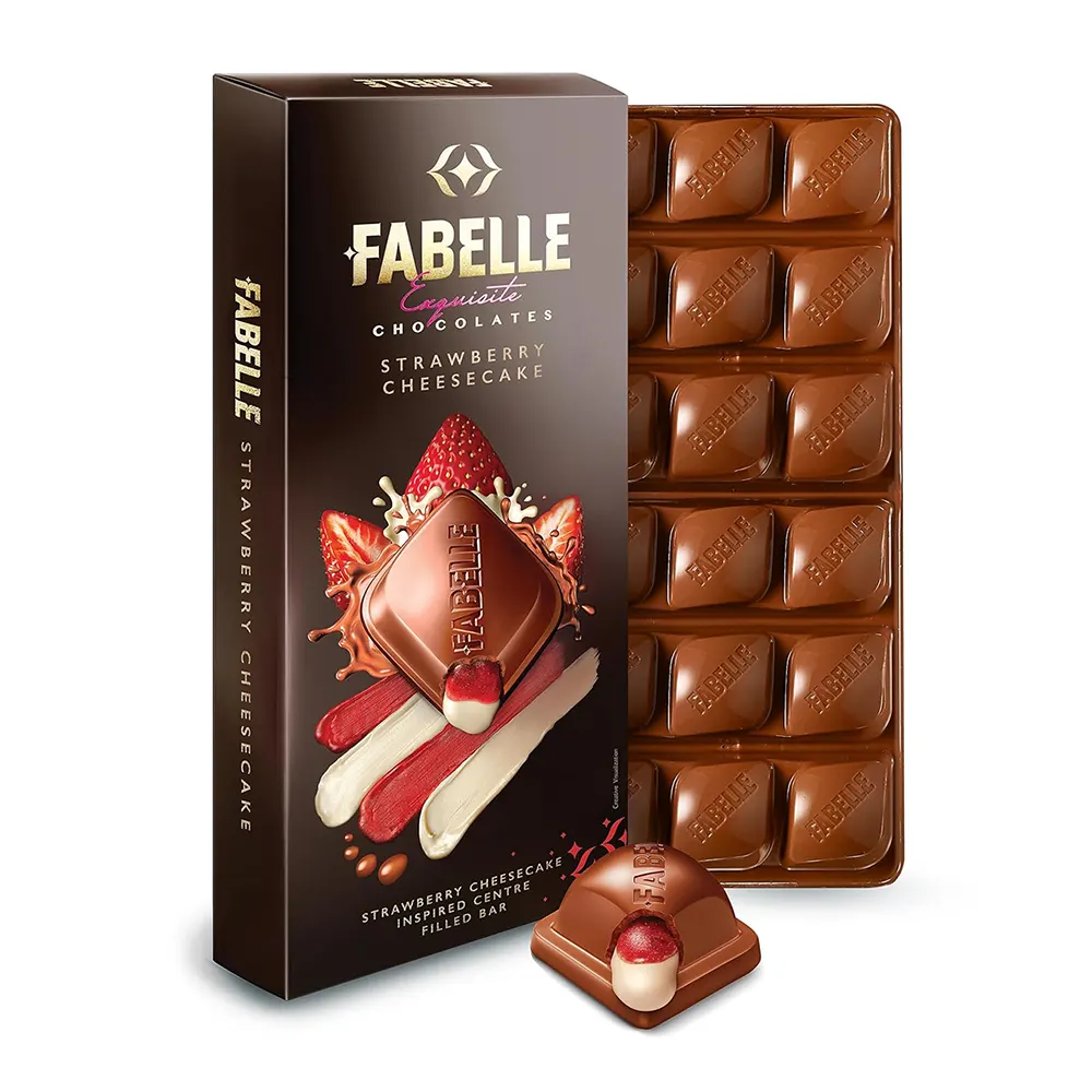 Fabelle Exquisite Strawberry Chesse Cake Dessert Inspired Chocolate Bar 131G