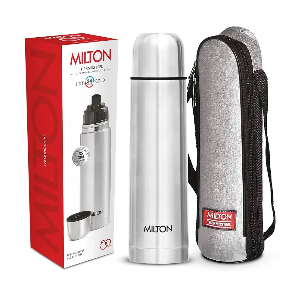 Milton Thermosteel 750 Flip Lid Thermosteel Vacuum Insulated Bottle Hot Cold 24H 750Ml