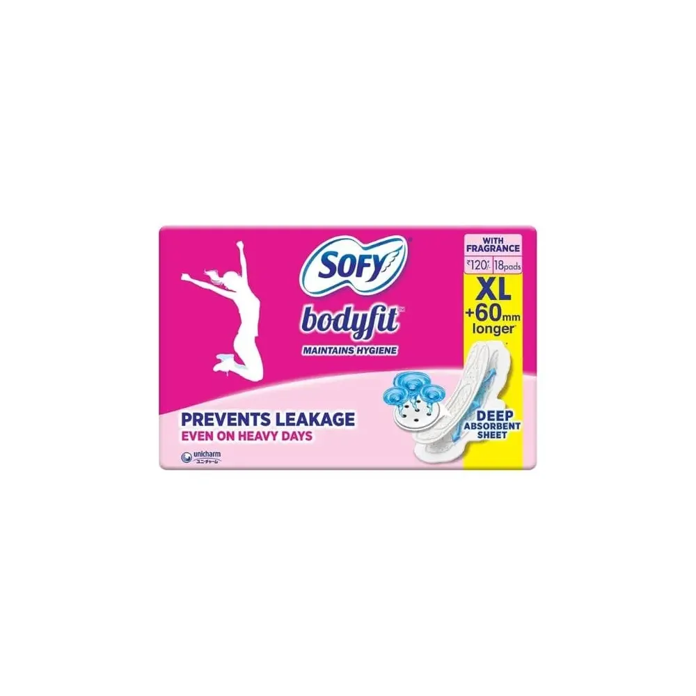 Sofy Bodyfit Maintains Hygiene Prevents Leakage Even On Heavy Days Xl +60Mm 18Pads