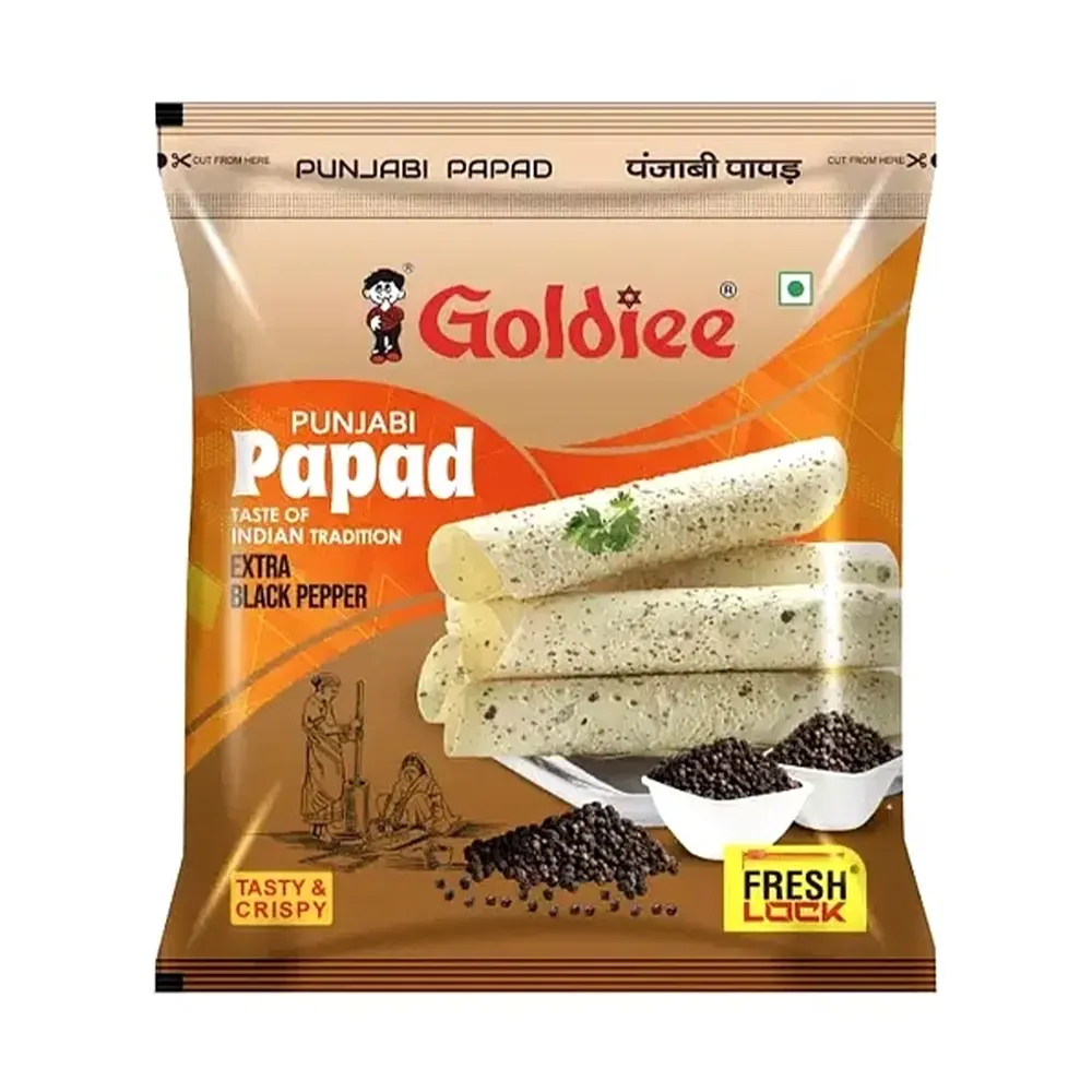 Goldiee Punjabi Papad Taste Of Indian Tradition Extra Black Pepper 200G