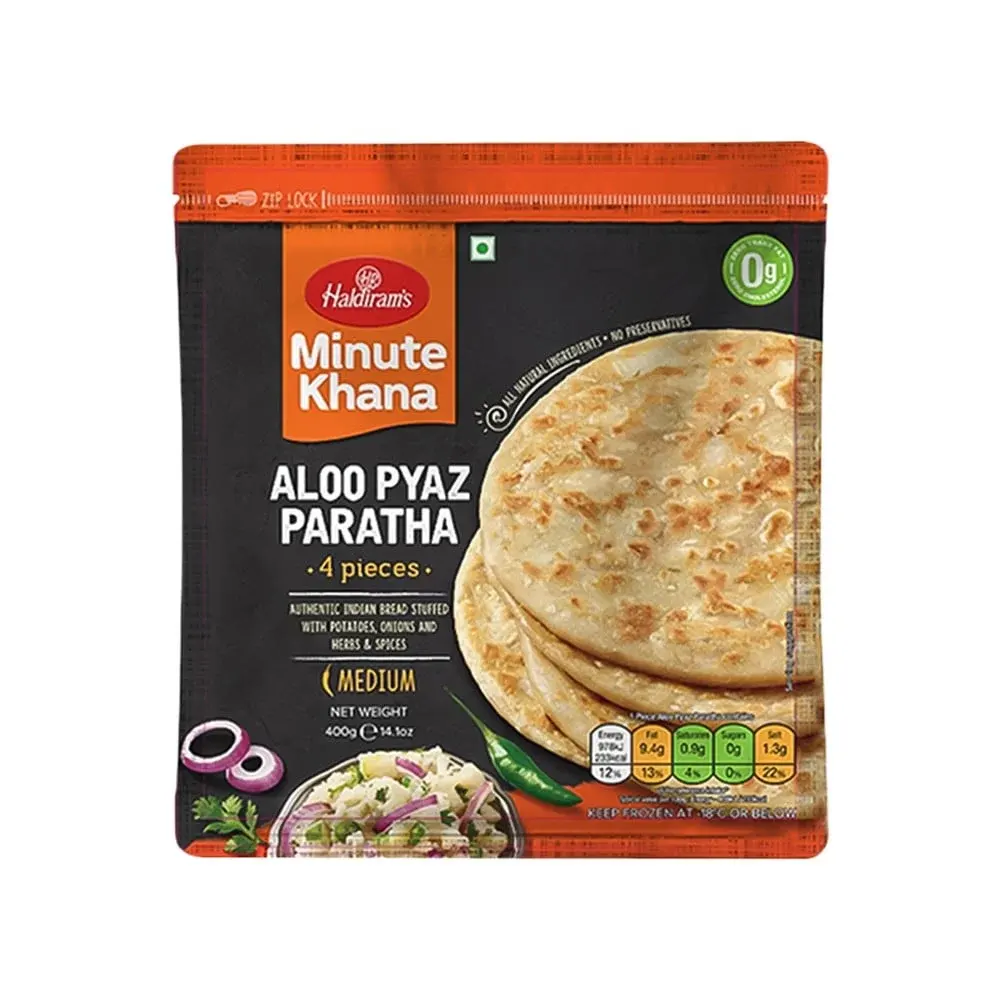 Haldiram'S Minute Khana Aloo Pyaz Paratha 4 Pieces Medium 400G
