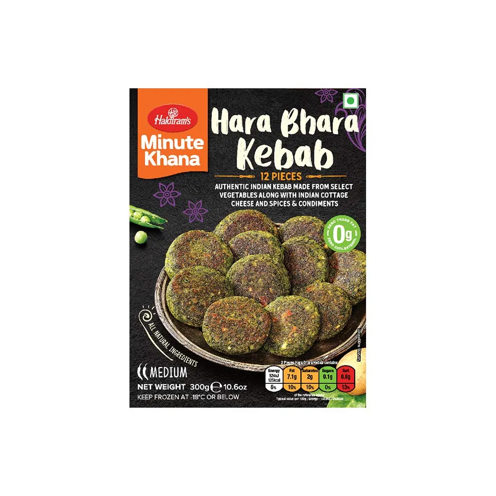 Haldiram'S Minute Khana Hara Bhara Kebab 12 Pieces Mild 300G