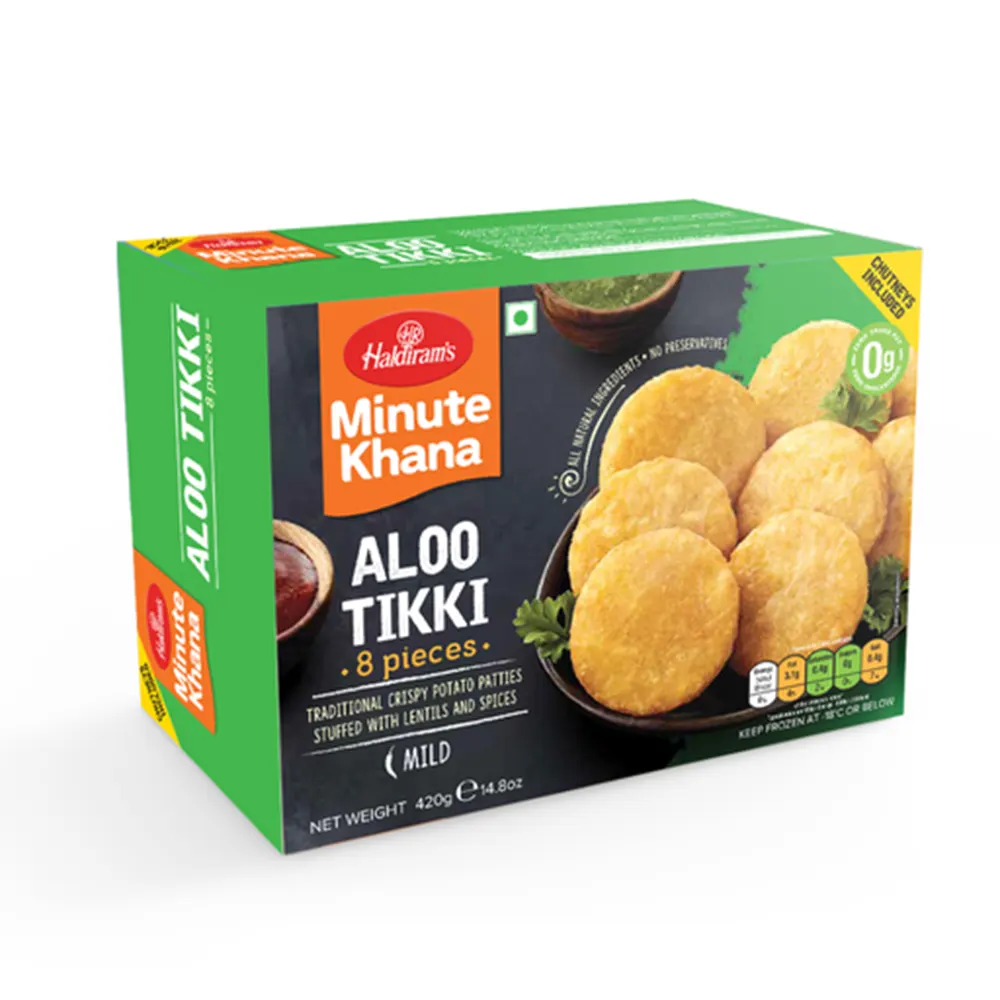 Haldiram'S Minute Khana Aloo Tikki 8 Pieces Mild 420G