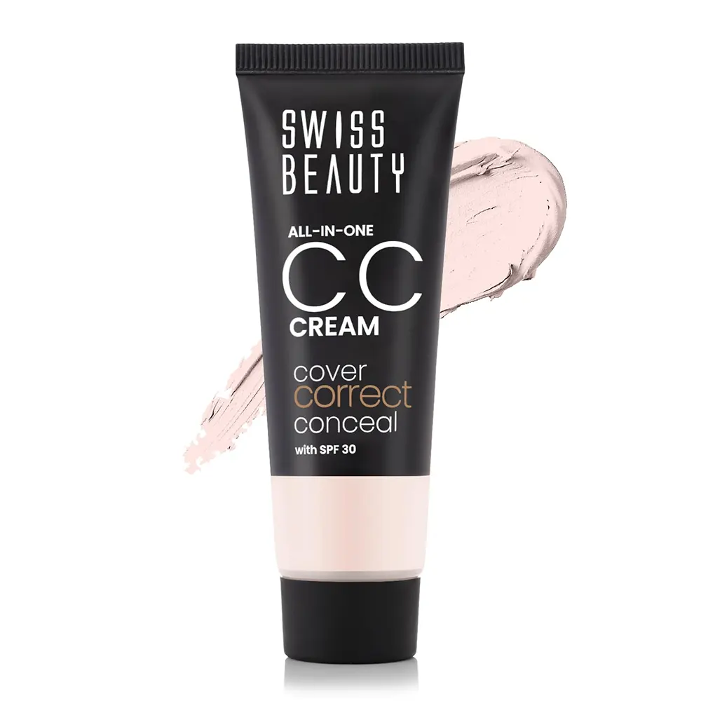 Swiss Beauty All In One Cc Cream Cover Correct Conceal Medium Coverage Natural Hydrating Finish Non Comedogenic With Spf 30 01Light Ivory 25G