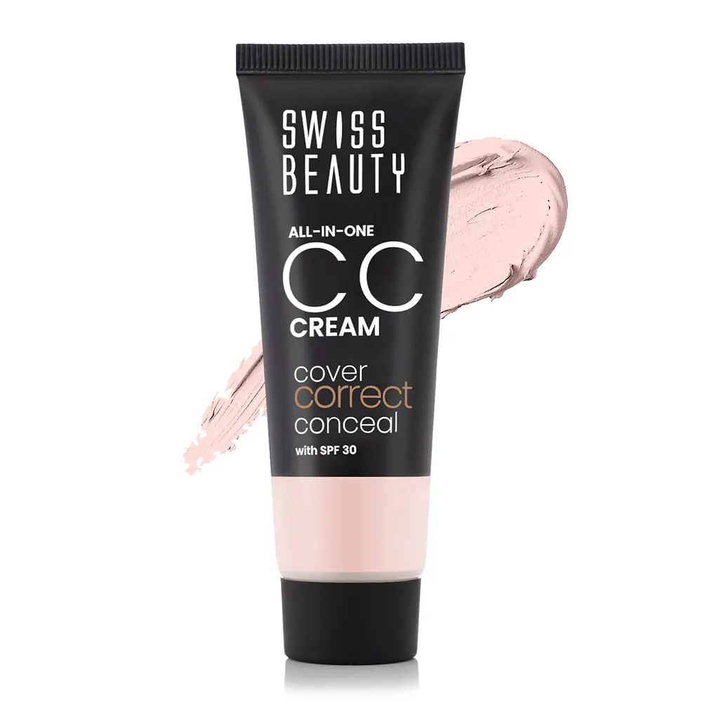 Swiss Beauty All In One Cc Cream Cover Correct Conceal Medium Coverage Natural Hydrating Finish Non Comedogenic With Spf 30 02Soft Ivory 25G