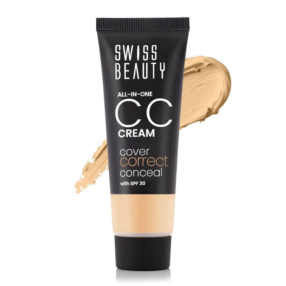 Swiss Beauty All In One Cc Cream Cover Correct Conceal Medium Coverage Natural Hydrating Finish Non Comedogenic With Spf 30 03Fair Natural 25G