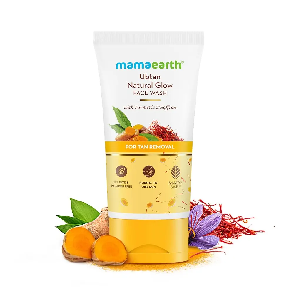 Mamaearth Ubtan Natural Glow Face Wash With Turmeric & Saffron For Tan Removal 150Ml