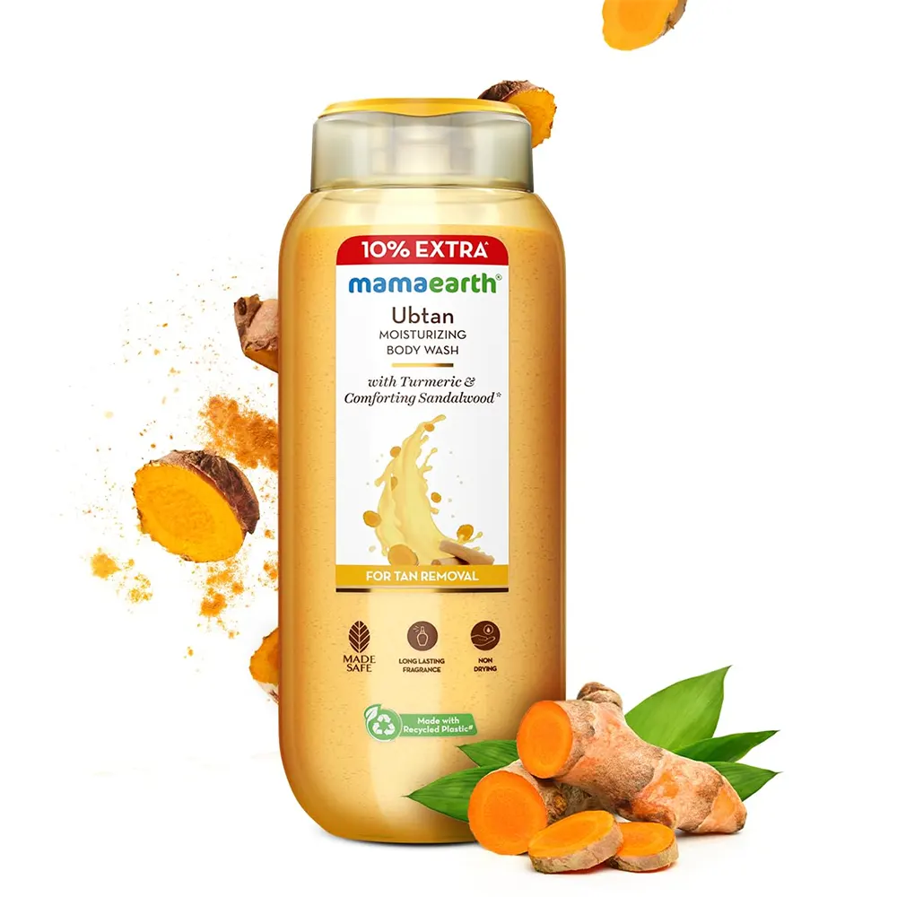 Mamaearth Ubtan Moisturizing Body Wash With Turmeric & Comforting Sandalwood For Tan Removal 275Ml