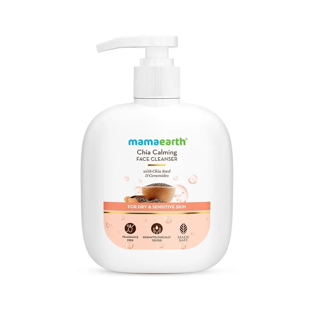 Mamaearth Chia Calming Face Cleanser With Chia Seed & Ceramides Spf 50 Pa++++ Healthy Skin Barrier & Protection 50G