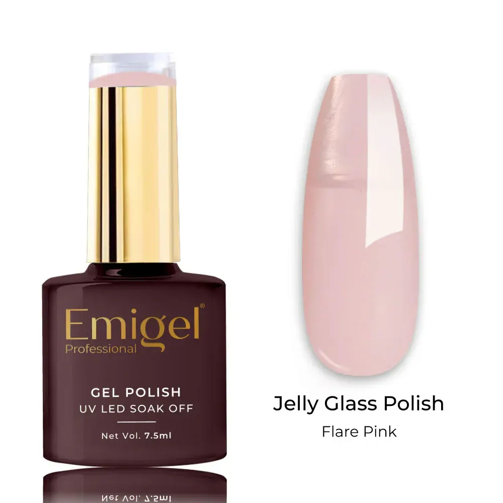 Emigel Professional Jelly Glass Gel Polish Uv Led Soak Off 002 Flare Pink 7.5Ml