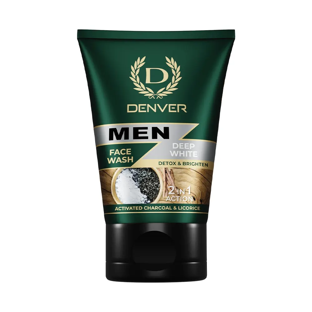 Denver Men Deep White Detox & Brighten 2 In 1 Activated Charcoal & Licorice Face Wash 100G