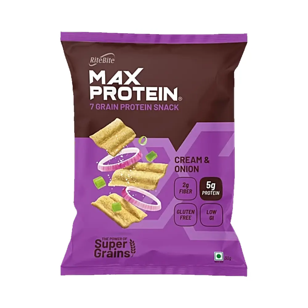 Rite Bite Max Protein 7 Grain Protein Snack Cream And Onion 30G