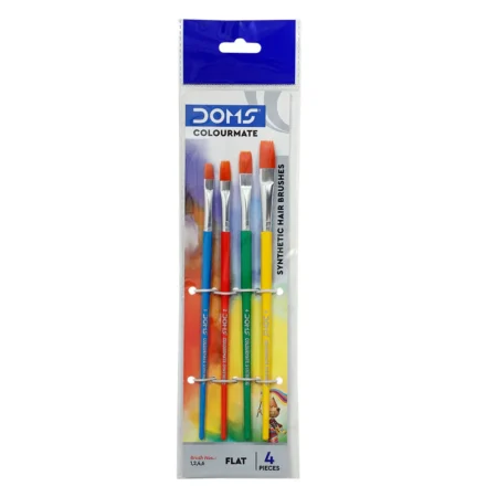 Doms Colourmate Synthetic Hair Flat Brushes Set 8340 4N