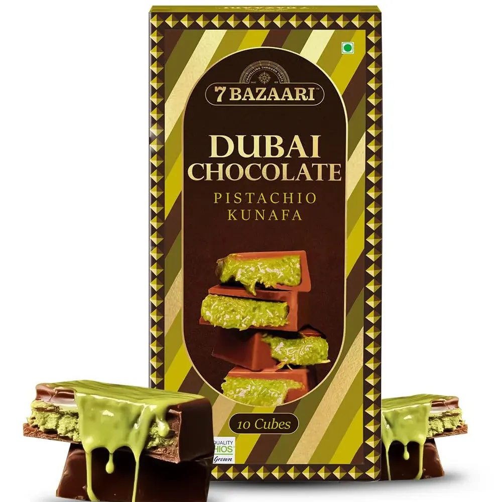 7 Bazaari Dubai Chocolate Pistachio Kunafa Chocolate 100G