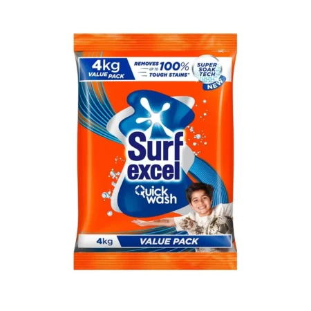 SURF EXCEL QUICK WASH REMOVES UP TO 100% TOUGH STAINS VALUE PACK 4KG