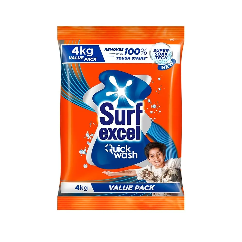 Surf Excel Quick Wash Removes Up To 100% Tough Stains Value Pack 4Kg