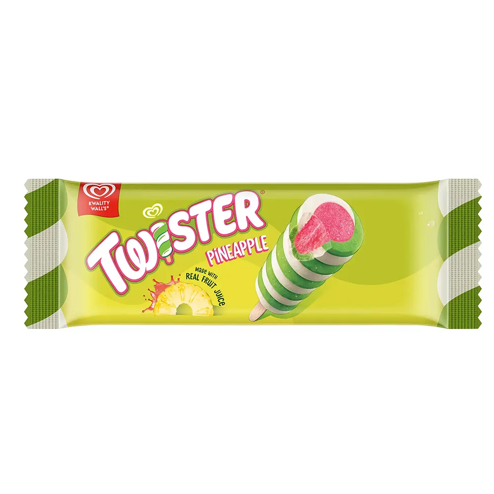 KWALITY WALL'S ICE CREAM TWISTER PINEAPPLE MADE WITH REAL FRUIT JUICE 65ML