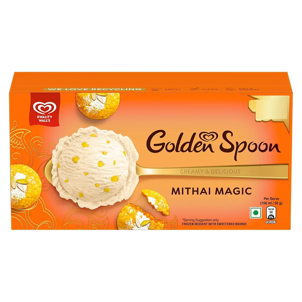 Kwality Wall'S Ice Cream Golden Spoon Methai Magic 700Ml
