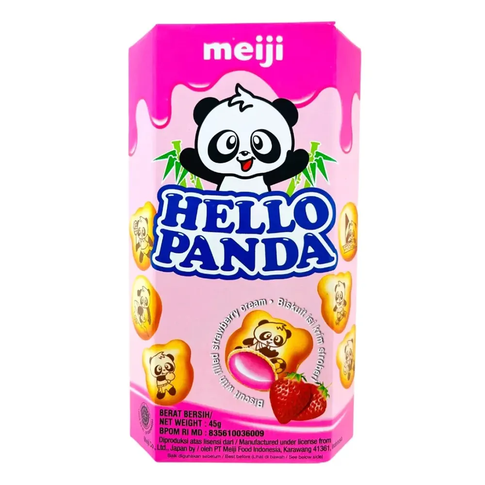 Meiji Hello Panda Biscuits With Filled Strawberry Cream 42G