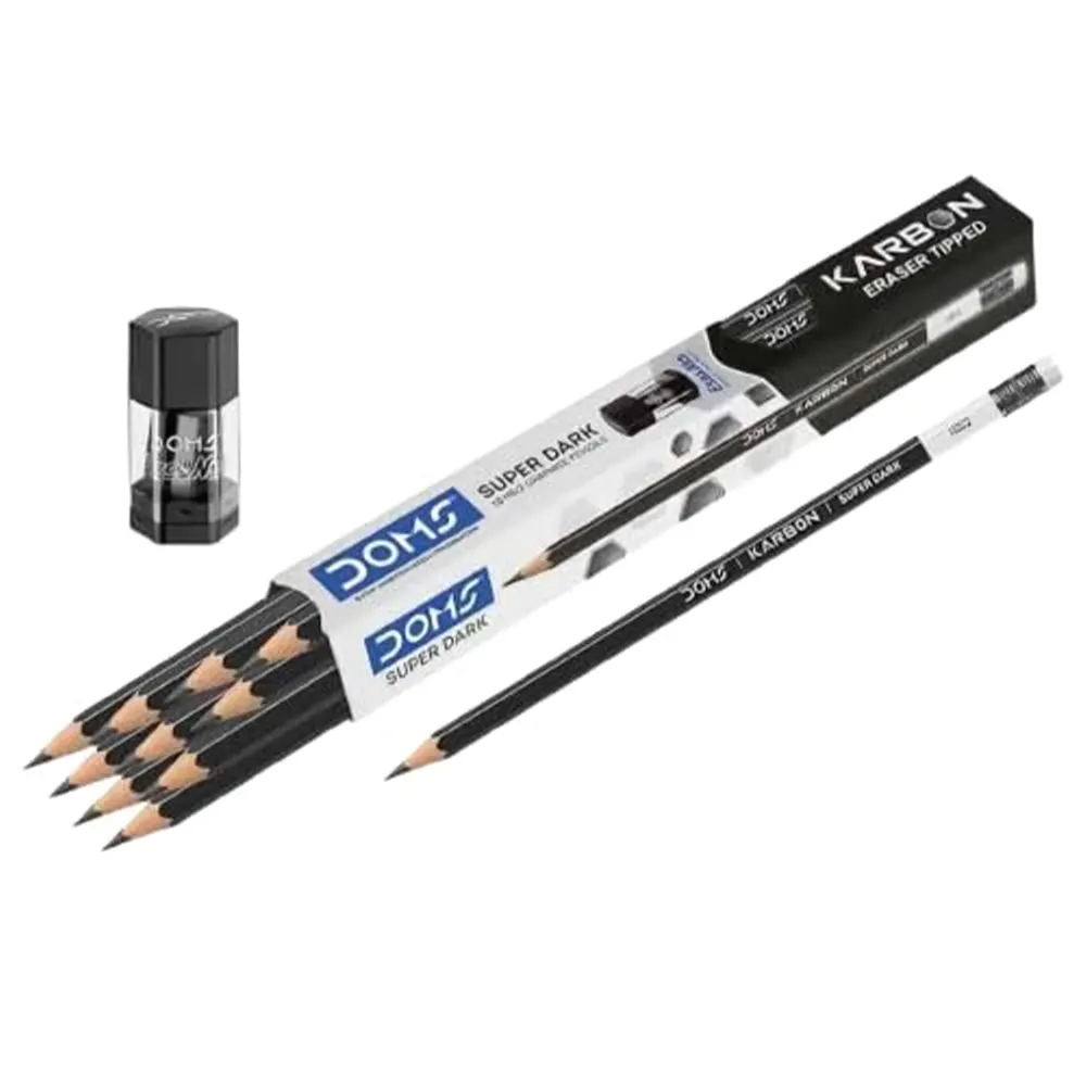 Doms Karbon Eraser Tipped Super Dark Hb/2 Graphite Pencils 1N