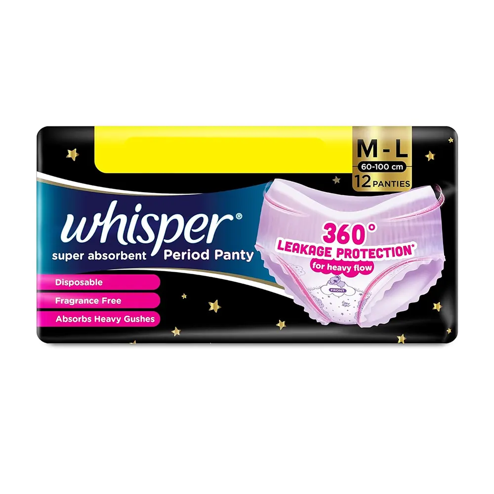 Whisper Super Absorbent Period Panty M L 60 100Cm 12Panties