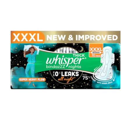 Whisper Thick Bindazz Nights Xxxl  400Mm Upto 0% Leaks All Nights 10Pads
