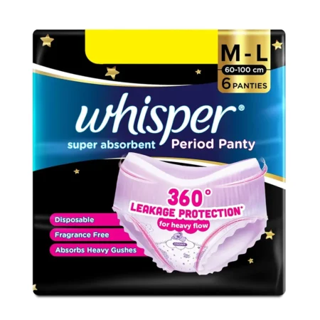 Whisper Super Absorbent Period Panty M L 60 100Cm 6Panties