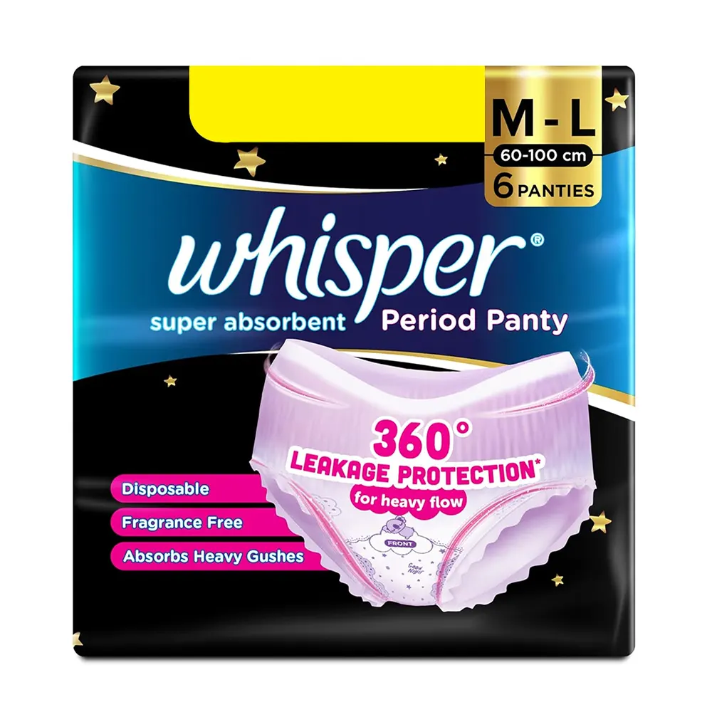 Whisper Super Absorbent Period Panty M L 60 100Cm 6Panties