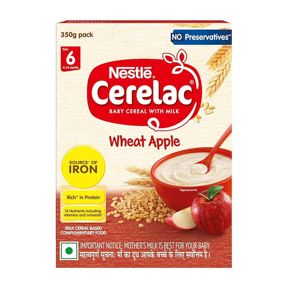 Nestle Cerelac Baby Creal With Milk Wheat Apple From 6 To 24 Months 350G