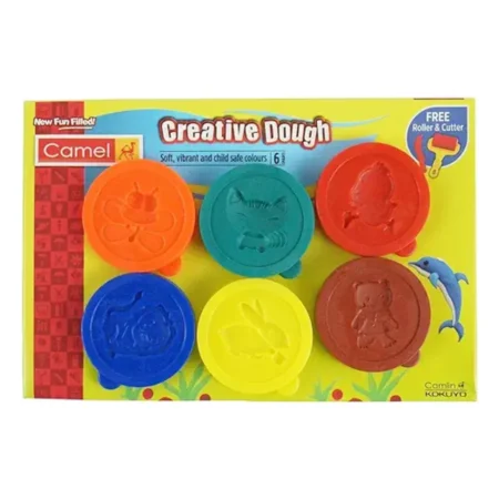 CAMLIN PLAY DOUGH CLAY 6 SHADES FREE ROLLER AND CUTTER 1SET