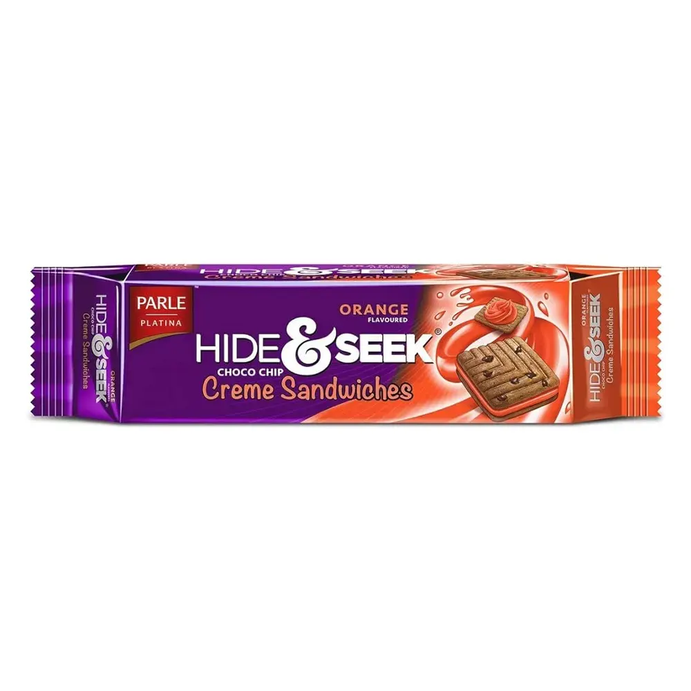 Parle Orange Flavoured Hide & Seek Choco Chip Creme Sandwiches 125G