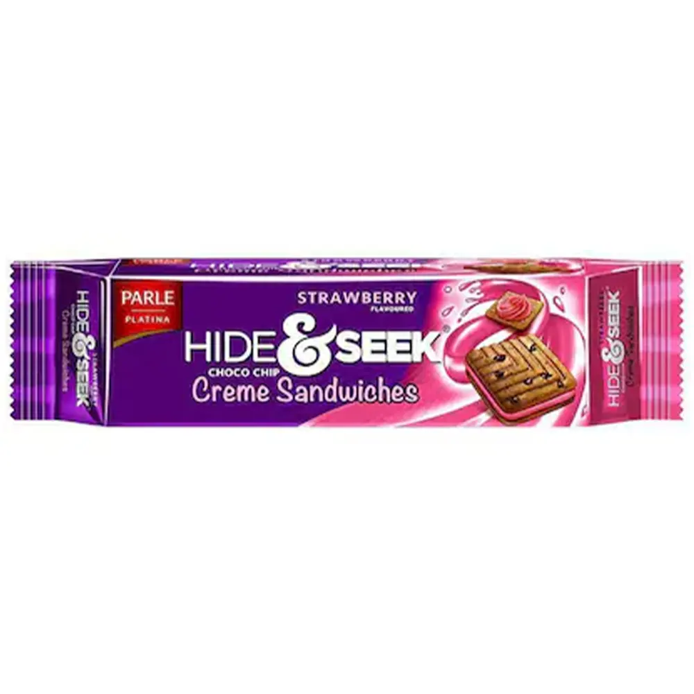 Parle Strawberry Flavoured Hide & Seek Choco Chip Creme Sandwiches  125G