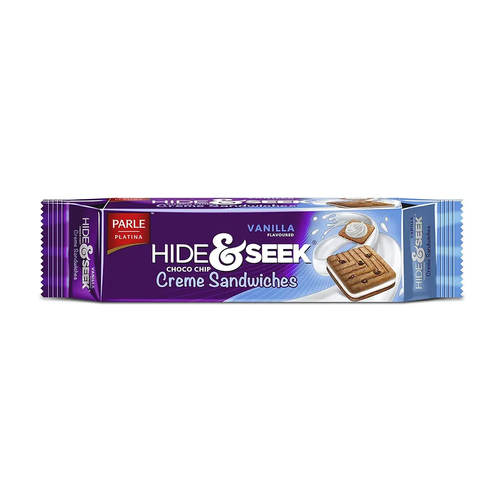 Parle Vanilla Flavoured Hide & Seek Choco Chip Creme Sandwiches 125G