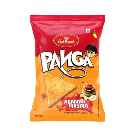HALDIRAMS PANGA ACHARI MASALA GOODNESS OF DAL CORN AND RICE CHIPS 82G