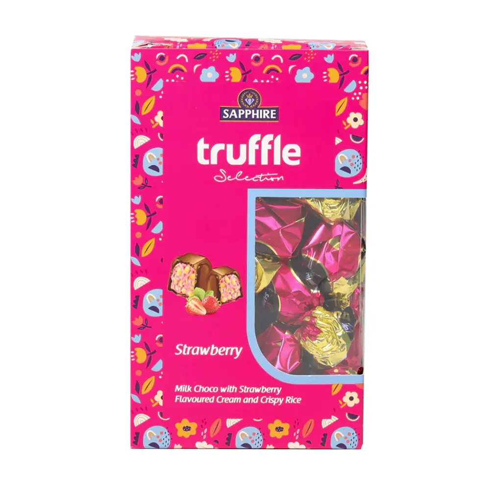 SAPPHIRE TRUFFLE SELECTION MILK ROSE WITH WHITE CHOCO & CRISPY RICE 440G