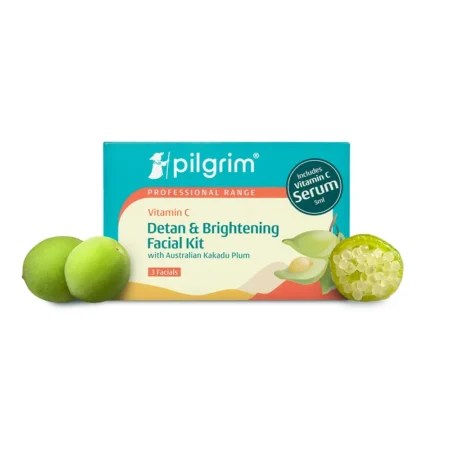Pilgrim Vitamin C Detan &Amp; Brightening Facial Kit With Australian Kakdu Plum 77Ml