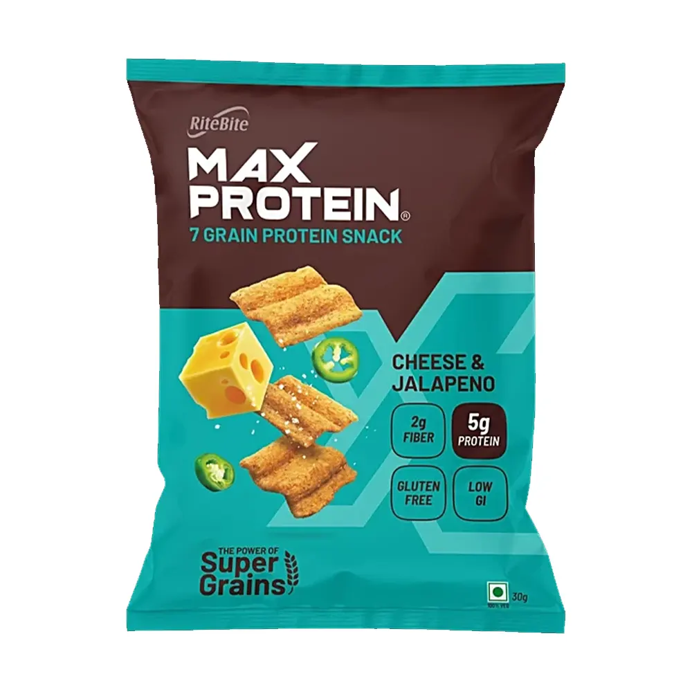 Rite Bite Max Protein 7 Grain Protein Snack Cheese And Jalapeno 30G