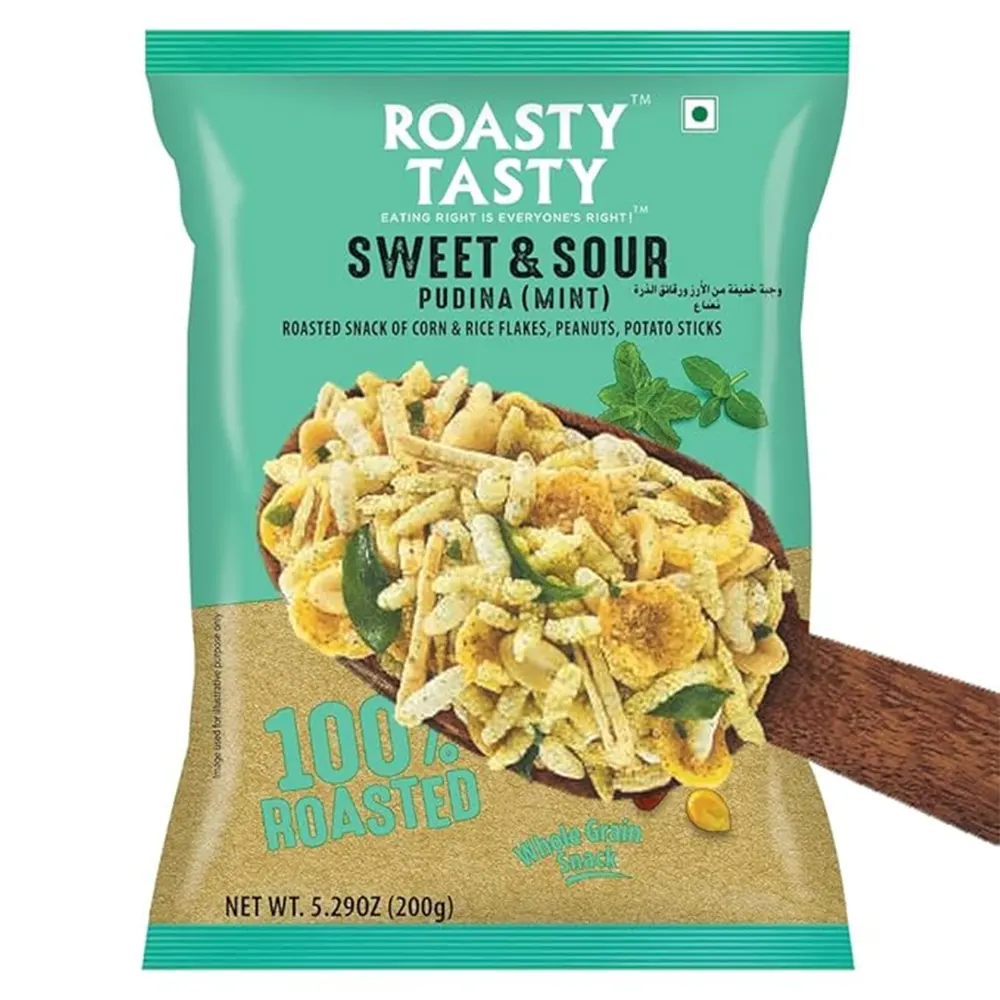 Roasty Tasty Sweet And Sour Pudina (Mint) Whole Grain Snacks 100% Roasted 150G