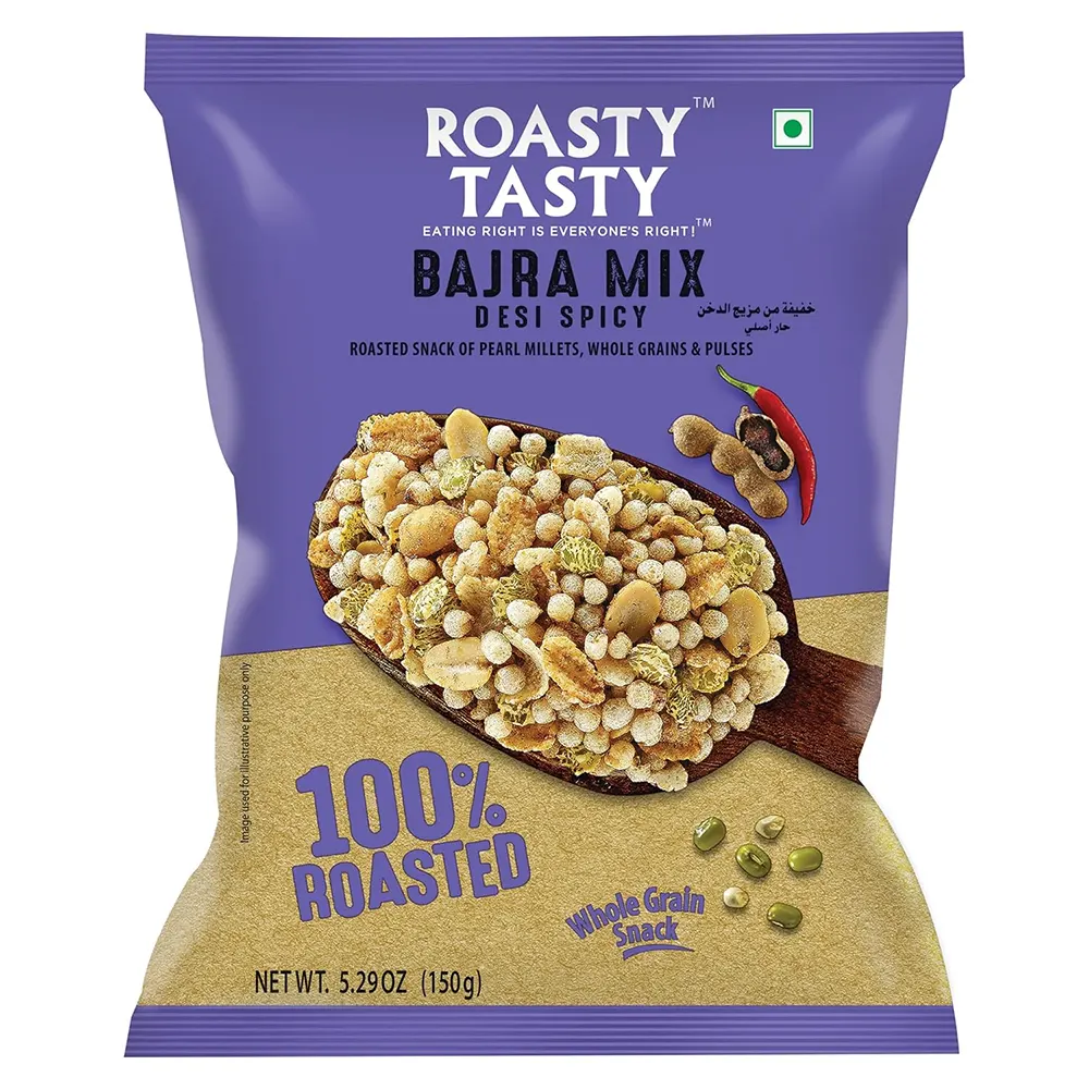 Roasty Tasty Bajara Mix Desi Spicywhole Grain Snack 100% Roasted 150G